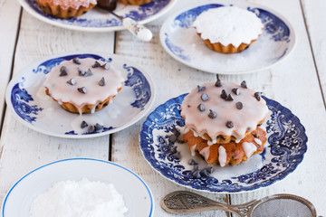 Pumpkin oat muffins with icing
