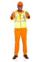 african construction worker giving thumbs up