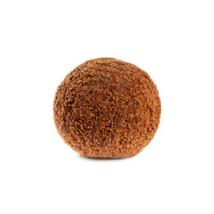 Chocolate Cocoa Honey Balls on white background. Macro with shallow dof. Selective focus.