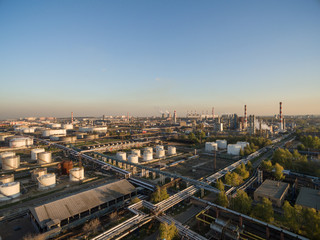 View of large oil refinery