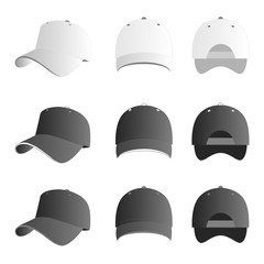 Grey cap vector set