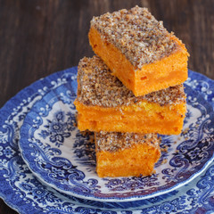 Pumpkin pie,brownies.selective focus