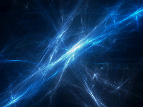 Blue glowing force fields in space