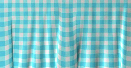 Blue and white gingham cloth background with fabric texture