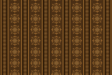 yellow-brown background with an abstract floral pattern