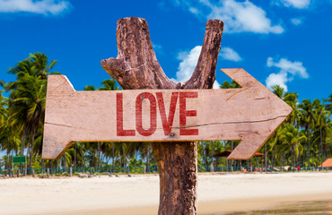 Love arrow with beach background