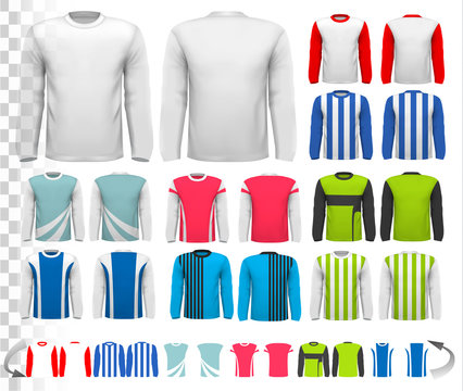 Collection of various male long sleeved shirts. Design template.