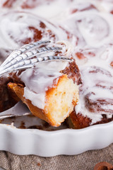 Cinnamon rolls with creamy icing.