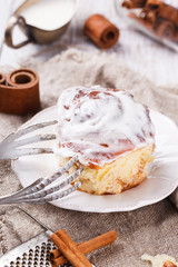 Cinnamon rolls with creamy icing.