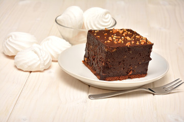 chocolate cake and meringue
