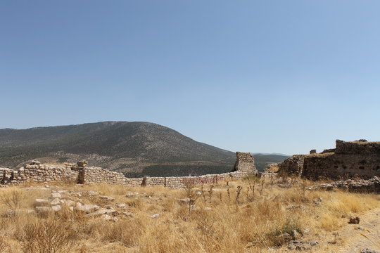 Ancient fortress ruins Bechin in the province of Milas, Turkey