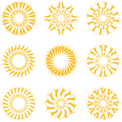 Solar people. Set symbols of the sun.