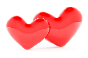 Two hearts leaning against each other