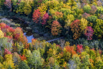 Beautiful Fall colors at Porcupine Mountains in autumn. Top of the Clouds at Porcupine Mountains State Park in October.