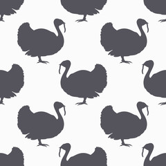 Farm bird silhouette seamless pattern. Turkey meat