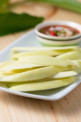slice mango with sweet fish sauce