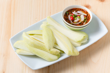 slice mango with sweet fish sauce
