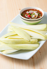 slice mango with sweet fish sauce