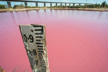 The pink lake at west gate park, Melbourne, Australia.