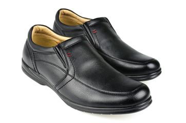 black leather shoe