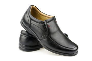 black leather shoe