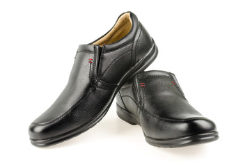 black leather shoe