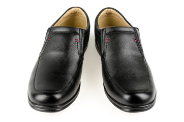 black leather shoe