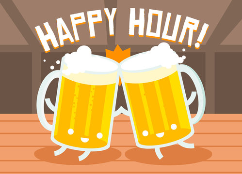 cervezas felices brindando en la hora feliz