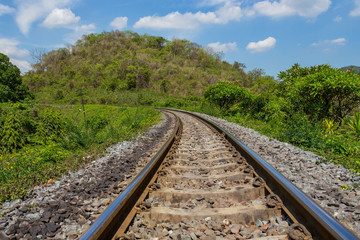Obraz premium Railway in sunny day, Thailand. It is classical railway.