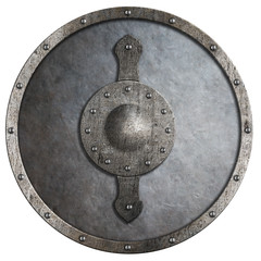 metal medieval round shield illustration isolated 