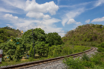 Fototapeta na wymiar Railway in sunny day, Thailand. It is classical railway.