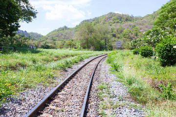 Obraz premium Railway in sunny day, Thailand. It is classical railway.