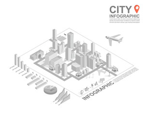 Set of isometric city infographic, vector