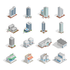 Vector isometric buildings set