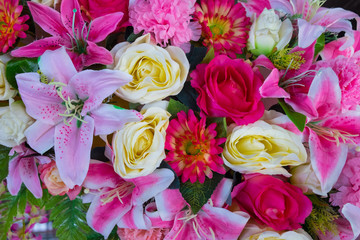Close up colorful bunch of beautiful flowers.