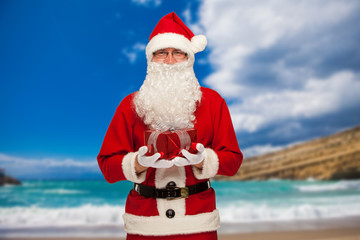christmas, holidays, travel and people concept - man in costume