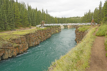 Footbridge over a River Canyon