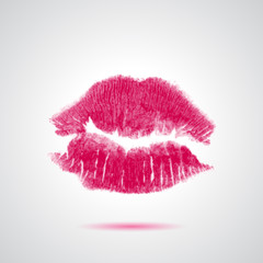 beautiful red lips isolated on grey - lipstick kiss illustartion