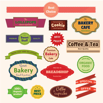 Set of  bakery labels, ribbons and cards for your design