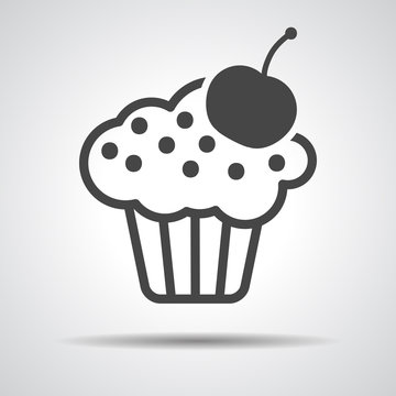 black cake icon with cherry