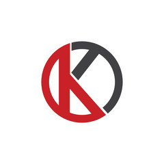K initial circle company or KO, OK red logo