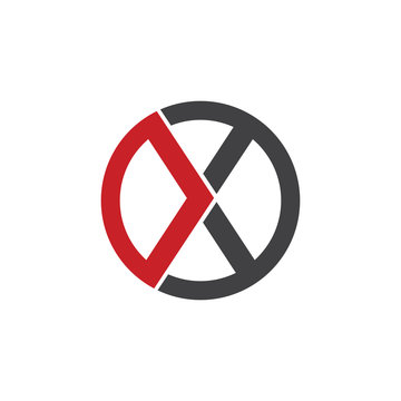 X initial circle company or XO, OX red logo