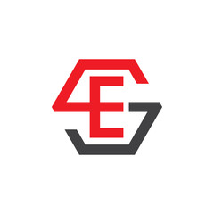 ES or SE letters, red hexagon S logo shape