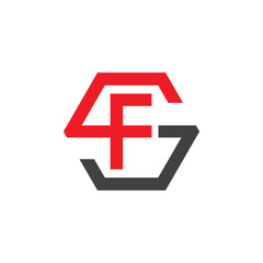 Obraz premium FS or SF letters, red hexagon S logo shape