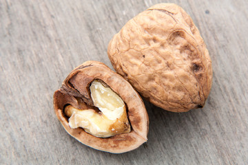 Fine walnuts. All on white background