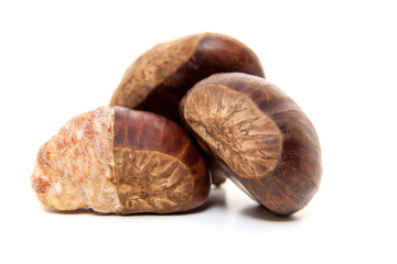 Fine chestnuts. All on white background