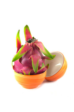 Exotic Thai Fruit Dragon fruit - Geow Mangon Isolated on white