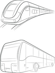 Bus & Train Vector Outline
