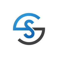 Fototapeta premium SS letters, blue circle S logo shape