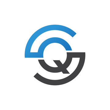 QS or SQ letters, blue circle S logo shape